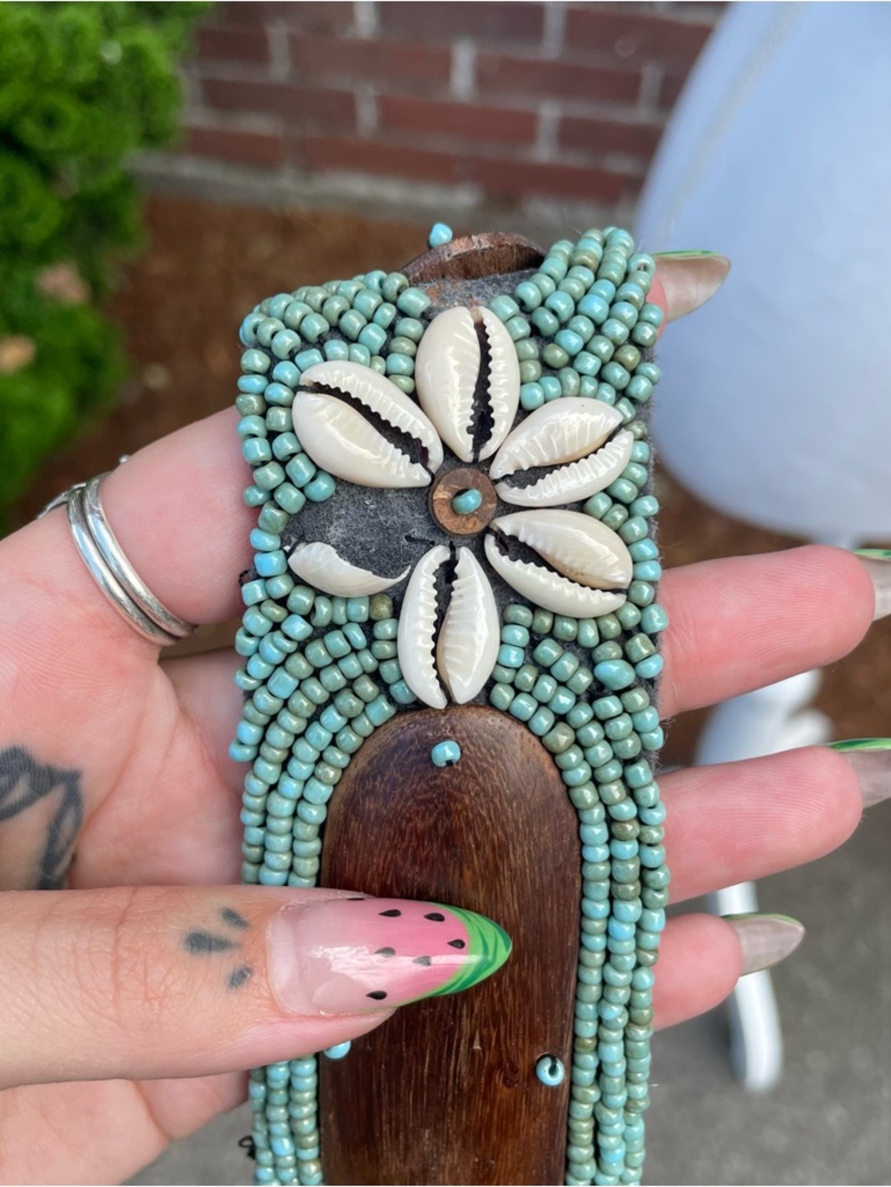 Vintage Handmade Beaded Seashell Floral Beach Boho Belt - Picture 6 of 6